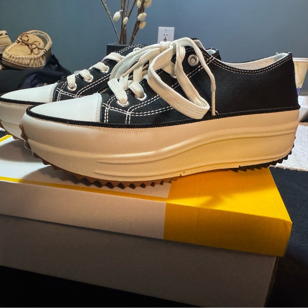 Stylish Black and White Platform Sneakers
